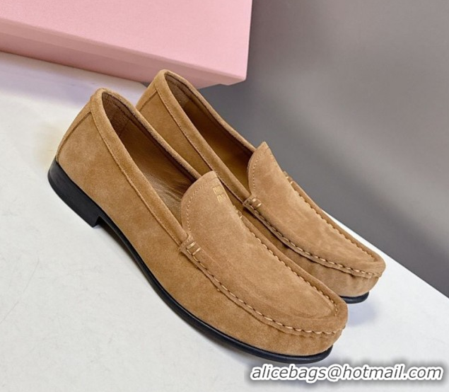 Sumptuous Miu Miu Suede Loafers Dark Beige 5D499E 0826005