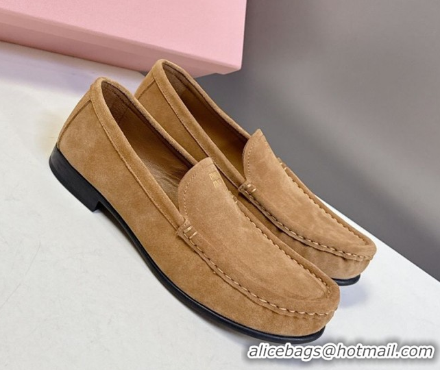 Sumptuous Miu Miu Suede Loafers Dark Beige 5D499E 0826005