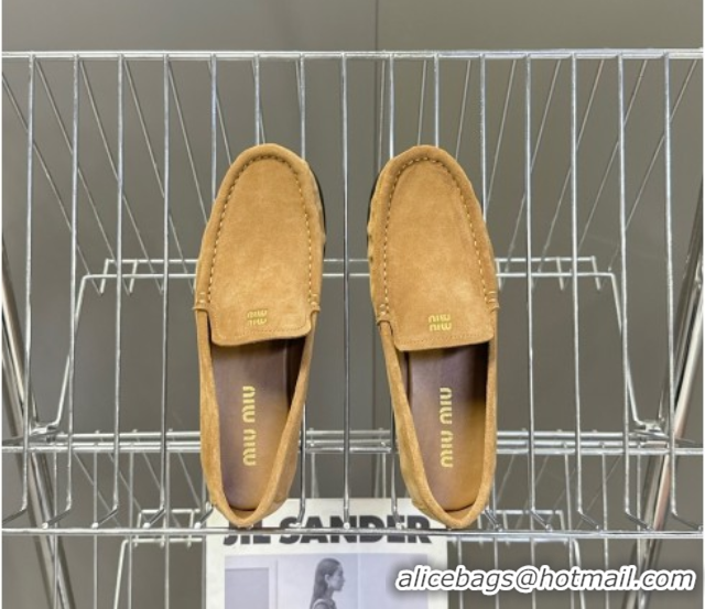 Sumptuous Miu Miu Suede Loafers Dark Beige 5D499E 0826005