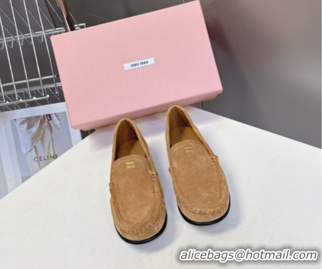 Sumptuous Miu Miu Suede Loafers Dark Beige 5D499E 0826005