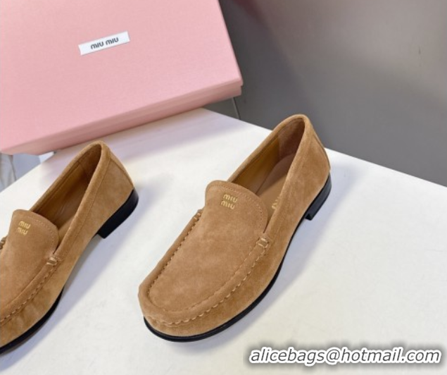 Sumptuous Miu Miu Suede Loafers Dark Beige 5D499E 0826005