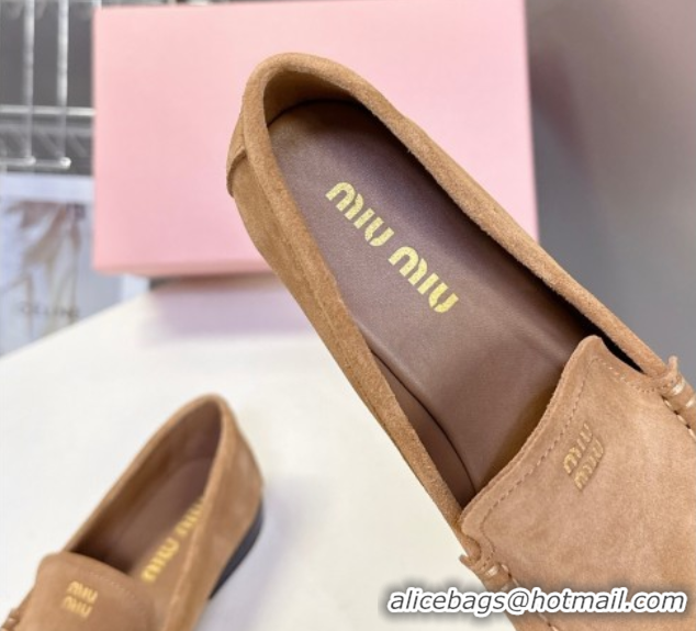 Sumptuous Miu Miu Suede Loafers Dark Beige 5D499E 0826005