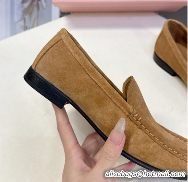 Sumptuous Miu Miu Suede Loafers Dark Beige 5D499E 0826005