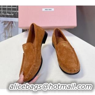 Stylish Miu Miu Suede Loafers Light Brown 5D499E 50826006