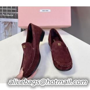 Purchase Miu Miu Suede Loafers Dark Brown 5D499E 50826007