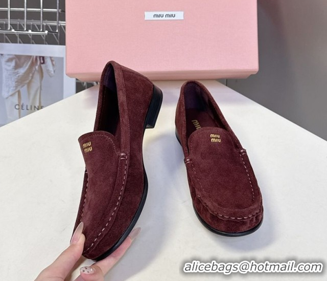 Purchase Miu Miu Suede Loafers Dark Brown 5D499E 50826007