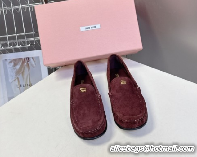 Purchase Miu Miu Suede Loafers Dark Brown 5D499E 50826007