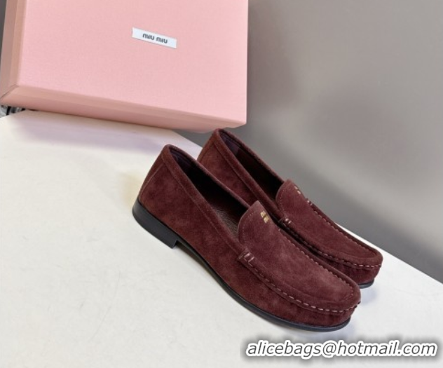Purchase Miu Miu Suede Loafers Dark Brown 5D499E 50826007