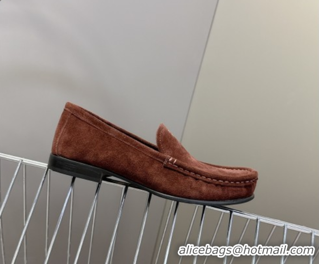 Purchase Miu Miu Suede Loafers Dark Brown 5D499E 50826007