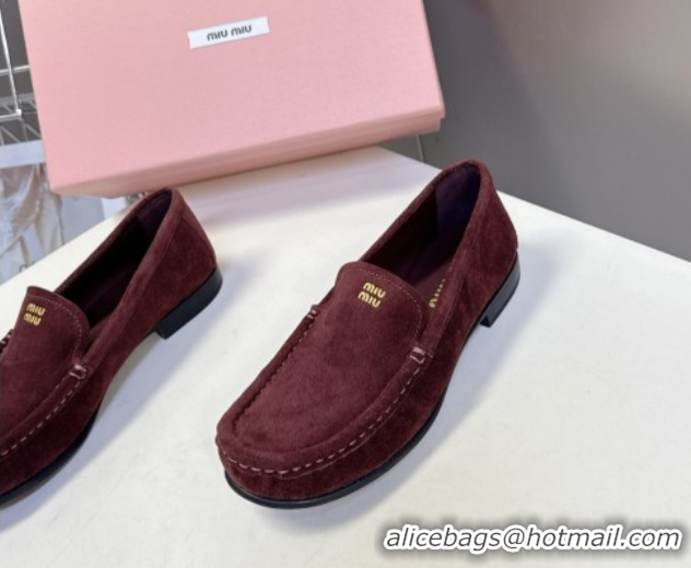 Purchase Miu Miu Suede Loafers Dark Brown 5D499E 50826007