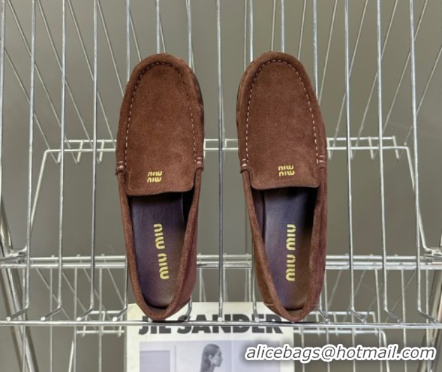 Purchase Miu Miu Suede Loafers Dark Brown 5D499E 50826007