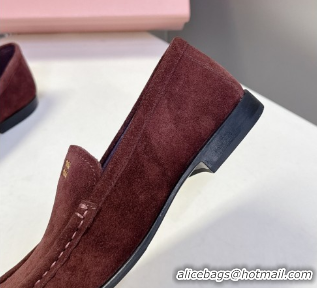 Purchase Miu Miu Suede Loafers Dark Brown 5D499E 50826007
