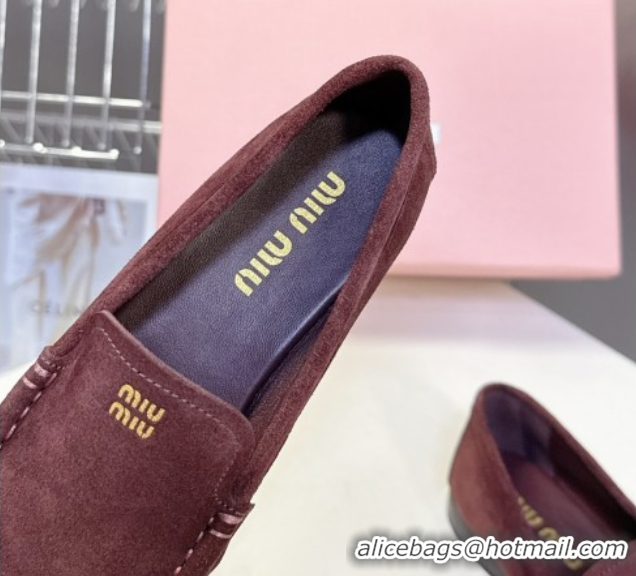 Purchase Miu Miu Suede Loafers Dark Brown 5D499E 50826007