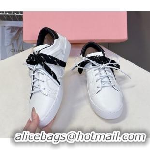 Best Price Miu Miu Leather Sneakers White/Black MIU082601 50826009