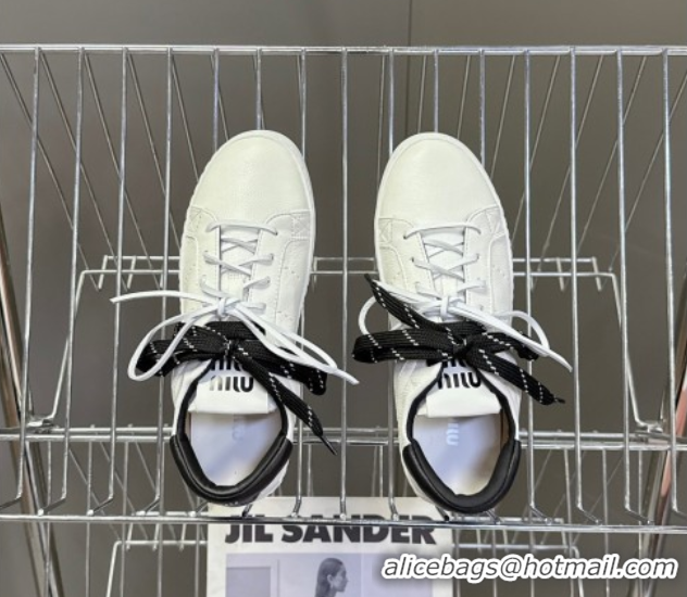 Best Price Miu Miu Leather Sneakers White/Black MIU082601 50826009