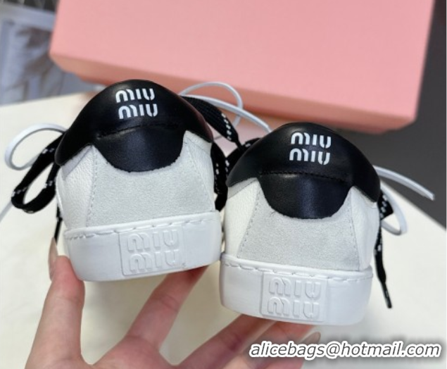 Best Price Miu Miu Leather Sneakers White/Black MIU082601 50826009