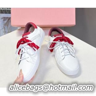 Good Quality Miu Miu Leather Sneakers White/Red MIU082601 50826010