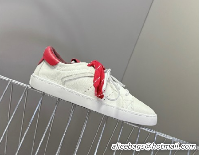 Good Quality Miu Miu Leather Sneakers White/Red MIU082601 50826010