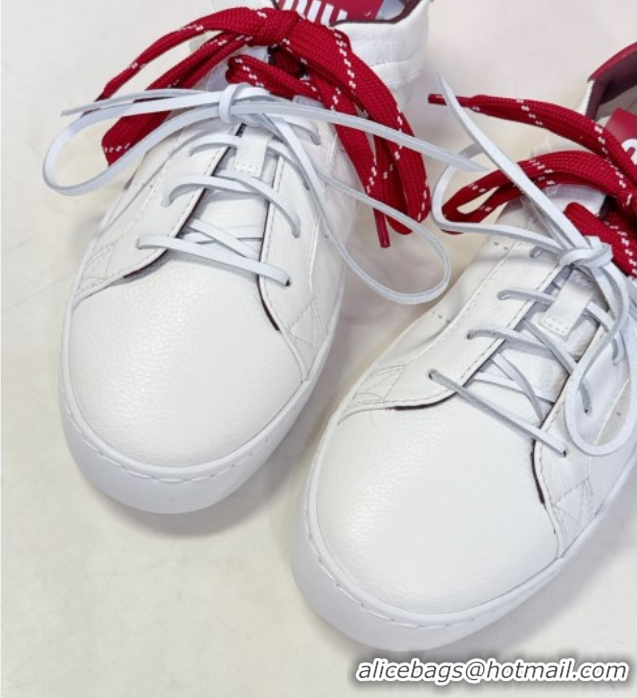 Good Quality Miu Miu Leather Sneakers White/Red MIU082601 50826010