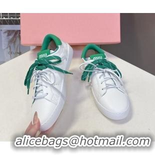 Grade Quality Miu Miu Leather Sneakers White/Green MIU082601 50826012