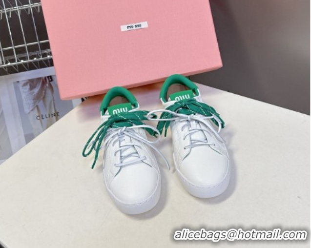 Grade Quality Miu Miu Leather Sneakers White/Green MIU082601 50826012
