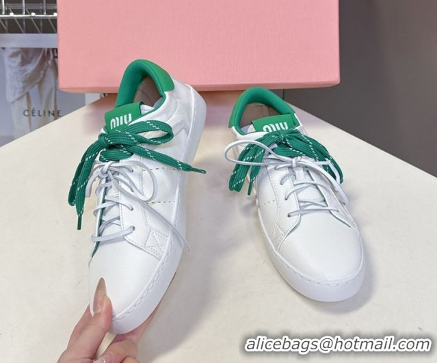 Grade Quality Miu Miu Leather Sneakers White/Green MIU082601 50826012