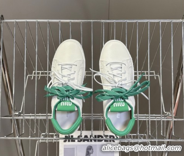 Grade Quality Miu Miu Leather Sneakers White/Green MIU082601 50826012
