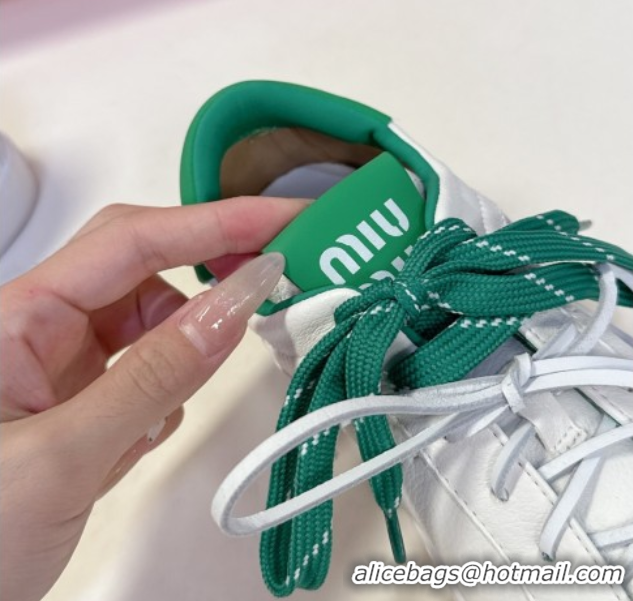 Grade Quality Miu Miu Leather Sneakers White/Green MIU082601 50826012