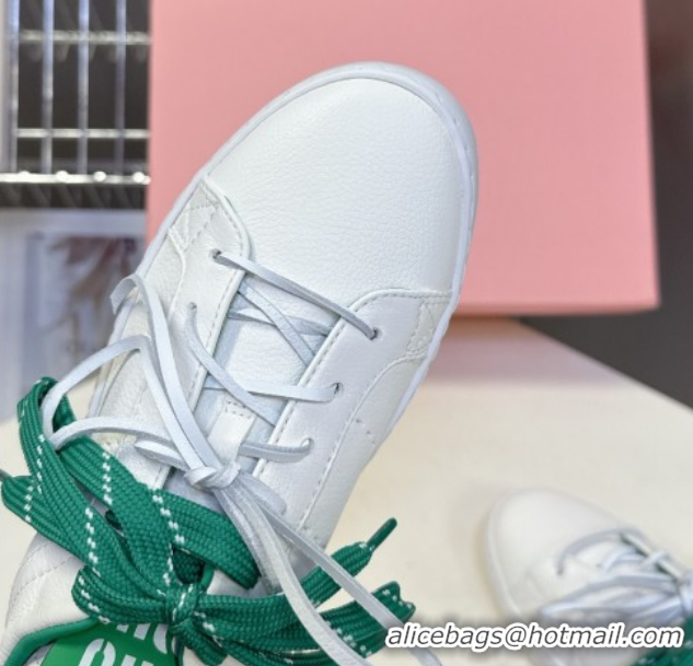 Grade Quality Miu Miu Leather Sneakers White/Green MIU082601 50826012
