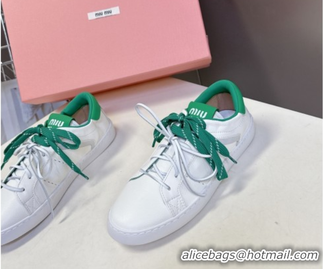 Grade Quality Miu Miu Leather Sneakers White/Green MIU082601 50826012