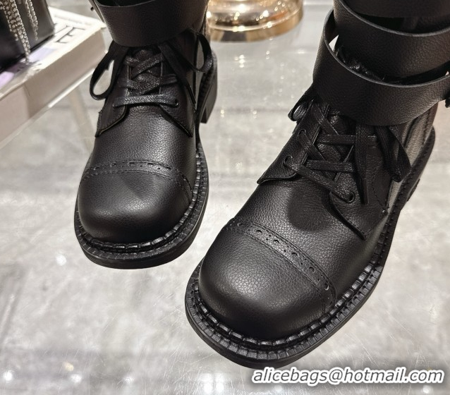 Duplicate Miu Miu Leather Ankle Boots 3.5cm with Buckle Black MIU082604 50826037