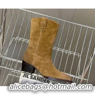 Big Discount Miu Miu Suede Heel Ankle Boots 5cm Khaki MIU082605 0826040