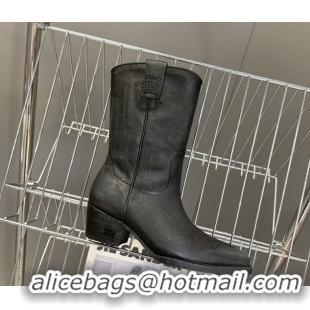 AAAAA Miu Miu Leather Heel Ankle Boots 5cm Black IU082605 0826043
