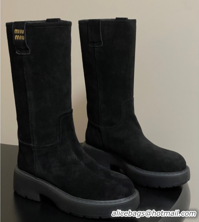 Hot Style Miu Miu Suede Platform Short Boots Black MIU082606 0826046
