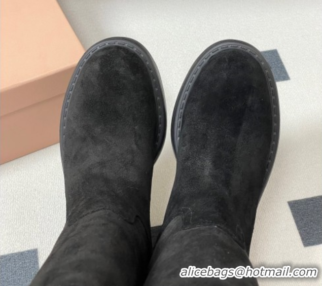 Hot Style Miu Miu Suede Platform Short Boots Black MIU082606 0826046
