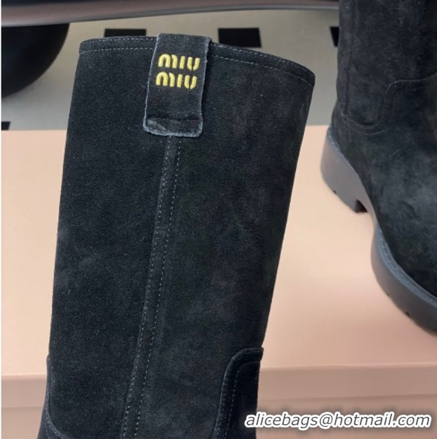 Hot Style Miu Miu Suede Platform Short Boots Black MIU082606 0826046