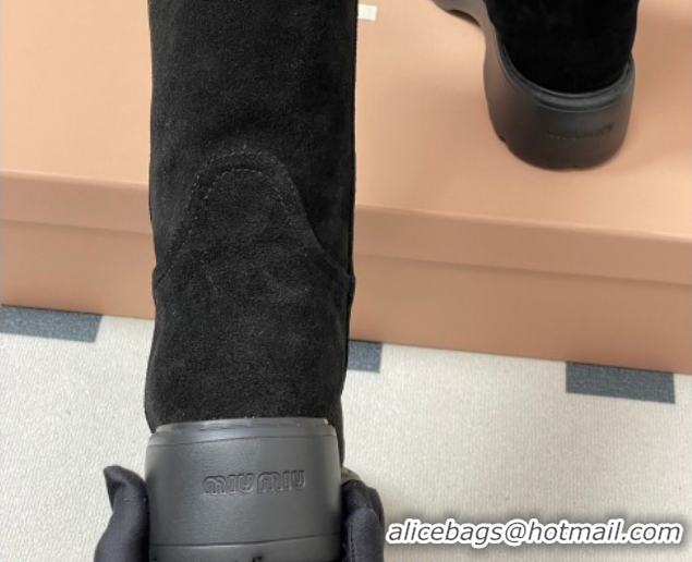 Hot Style Miu Miu Suede Platform Short Boots Black MIU082606 0826046
