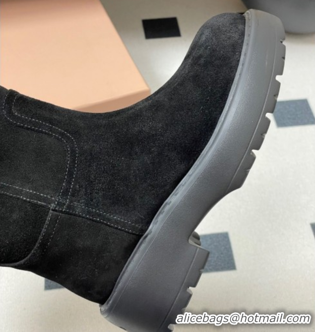 Hot Style Miu Miu Suede Platform Short Boots Black MIU082606 0826046
