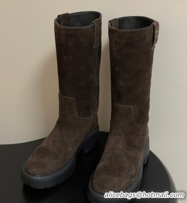 Sumptuous Miu Miu Suede Platform Short Boots Brown MIU082606 0826047