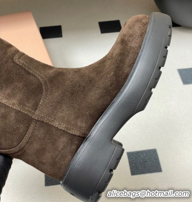 Sumptuous Miu Miu Suede Platform Short Boots Brown MIU082606 0826047