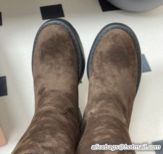 Sumptuous Miu Miu Suede Platform Short Boots Brown MIU082606 0826047