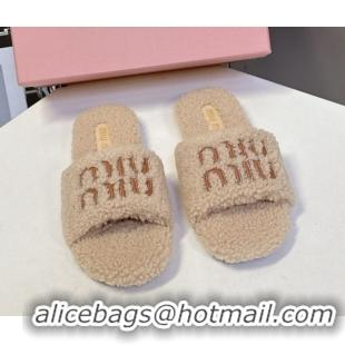 Fashion Luxury Miu Miu Shearling Flat Slides Sandal 2025 MIU082608 50826054