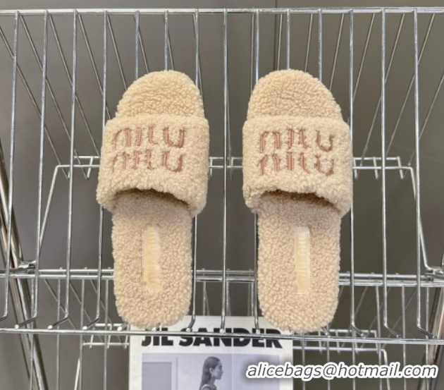 Fashion Luxury Miu Miu Shearling Flat Slides Sandal 2025 MIU082608 50826054