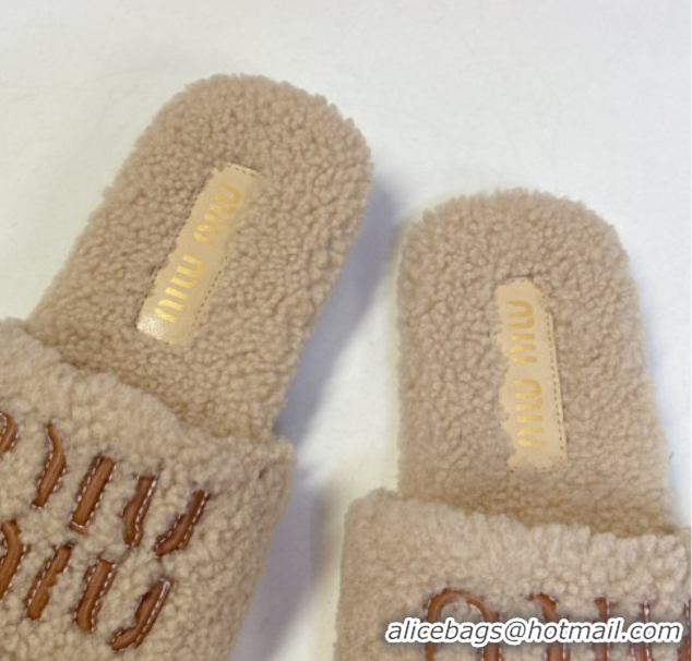 Fashion Luxury Miu Miu Shearling Flat Slides Sandal 2025 MIU082608 50826054