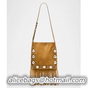 ​Top Design Valentino Nellcote Shoulder Bag in Suede with Fringes Tassel and Ball Studs 2033 Brown 2025