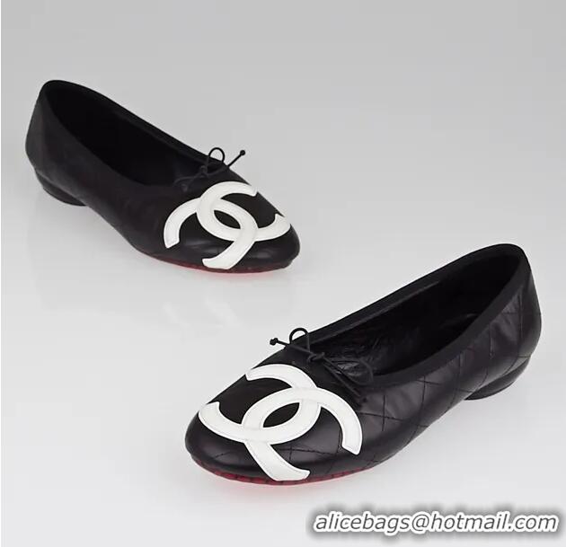 ​Top Quality Chanel Cambon Quilted Leather Cambon Ballet Flats CH4471 Black/White 2025