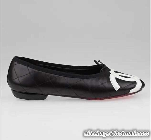 ​Top Quality Chanel Cambon Quilted Leather Cambon Ballet Flats CH4471 Black/White 2025