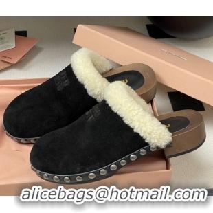 Grade Quality Miu Miu Suede and Wool Clogs Mules 2025 MIU082609 0826055