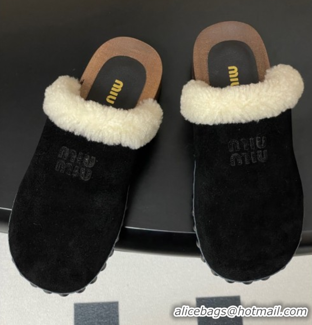 Grade Quality Miu Miu Suede and Wool Clogs Mules 2025 MIU082609 0826055