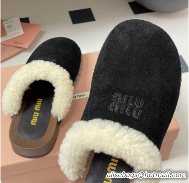 Grade Quality Miu Miu Suede and Wool Clogs Mules 2025 MIU082609 0826055